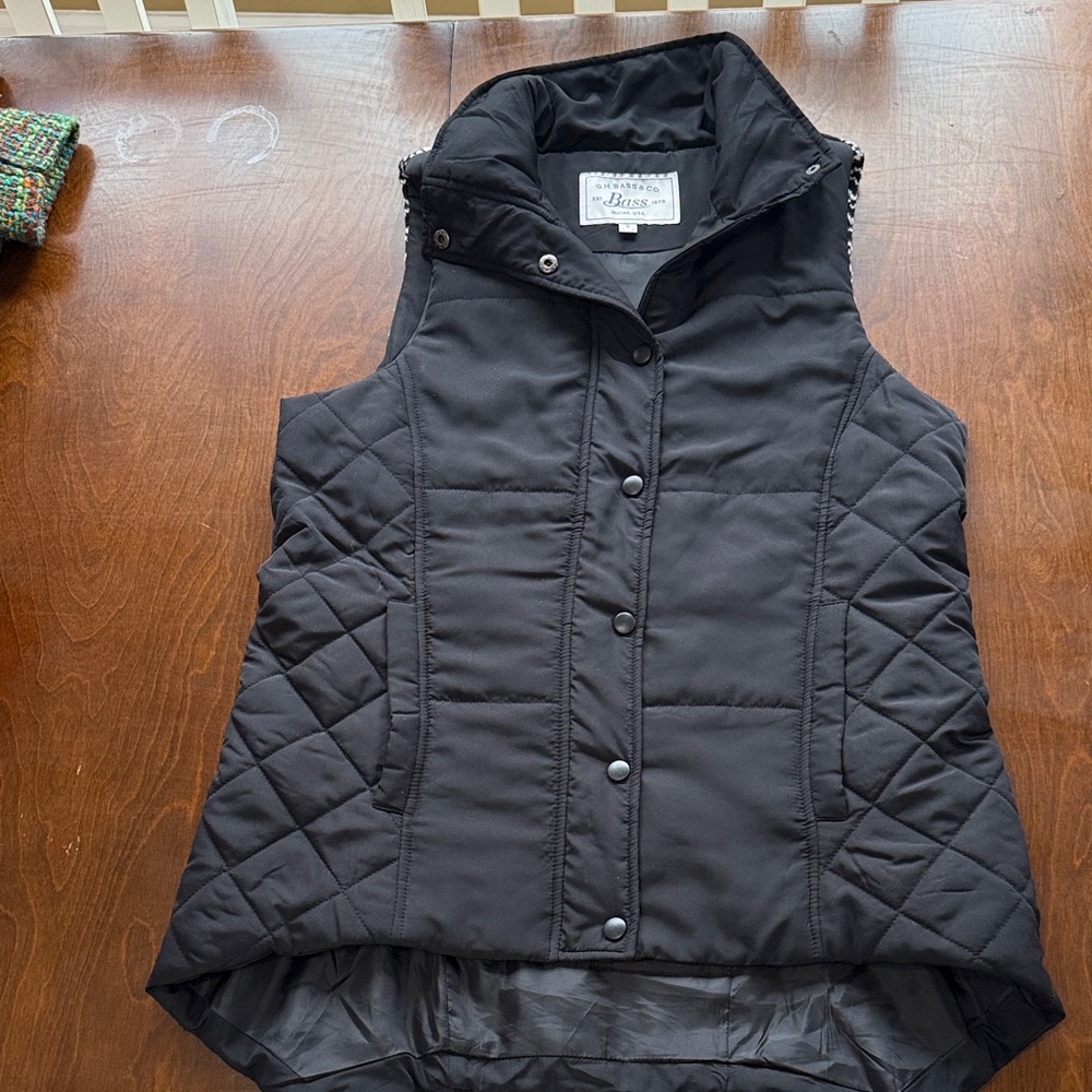 Bass Quilted Black Insulated Vest with High Collar